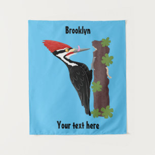 Cue lustige Pileated Woodpecker Cartoon Illustrati Wandteppich