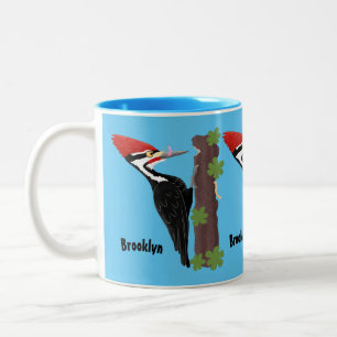 Cue lustige Pileated Woodpecker Cartoon Illustrati Zweifarbige Tasse