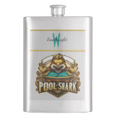 Cue Master: Logo "Shark Pool" Flachmann (Vorderseite)