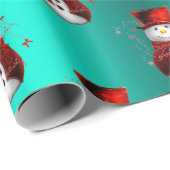 Cue Red Snowmen über Aqua Weihnachten Geschenkpapier (Rolleneckpunkt)