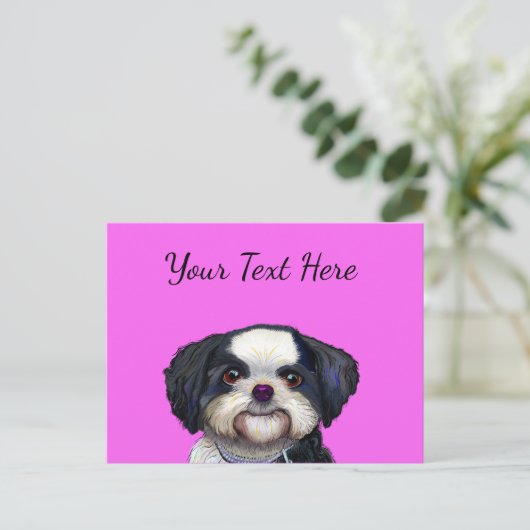 Cue Shih Tu Dog Design, bezauberndes Welpenbild Postkarte (Stehend Vorderseite)