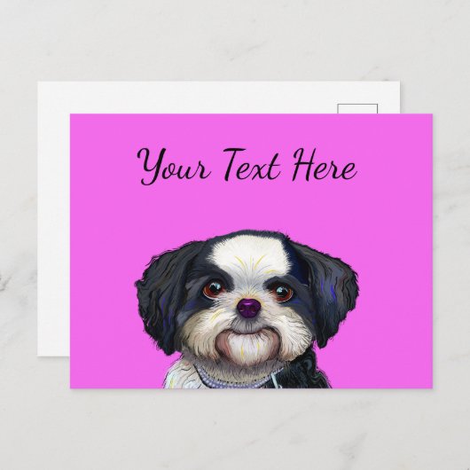 Cue Shih Tu Dog Design, bezauberndes Welpenbild Postkarte (Vorne/Hinten)