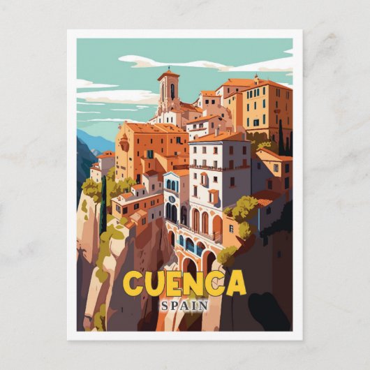 Cuenca Spanien Vintage Illustration Postkarte (Vorderseite)