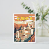Cuenca Spanien Vintage Illustration Postkarte (Stehend Vorderseite)