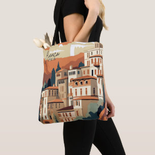 Cuenca Spanien Vintage-Kunst-Reiseillustration Tasche
