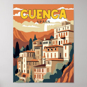 Cuenca Spanien Vintage-Reiseillustration Poster