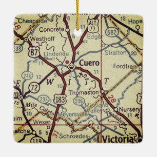 Cuero TX Vintage Karte Keramikornament