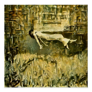 Cuerpo Femenino flotando bellamente en el océano. Poster