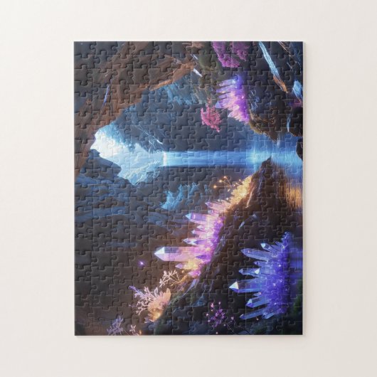 Cueva de cristal con cascada mágica puzzle (Vertikal)