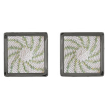 Cufflinks - Grüne Spirale auf Weiß
