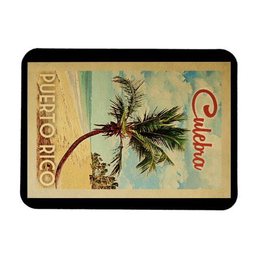 Culebra Palm Tree Vintage Magnet (Horizontal)