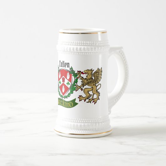 Cullen/O'Cullen Irish Shield Beer Stein Bierglas (VorderseiteRechts)