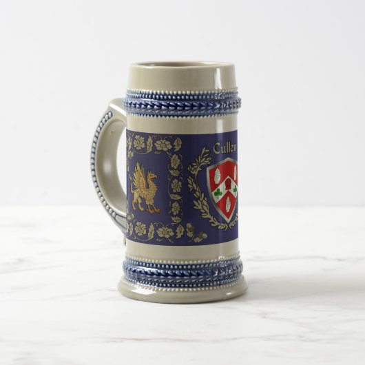 Cullen/O'Cullen Irish Shield Griffin Stein Bierglas (Vorderseite Links)
