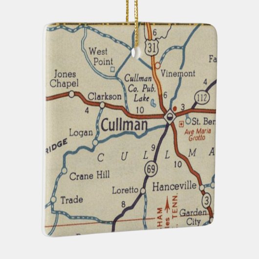 Cullman AL Vintag Map Keramikornament (Rechts)