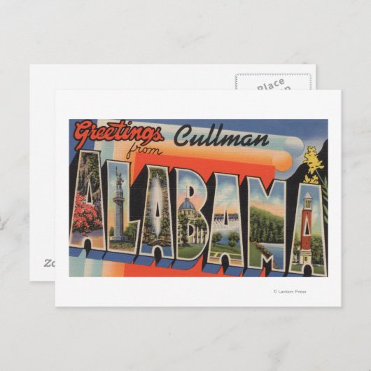 Cullman, Alabama - Große Buchstabenszenen Postkarte (Vorne/Hinten)