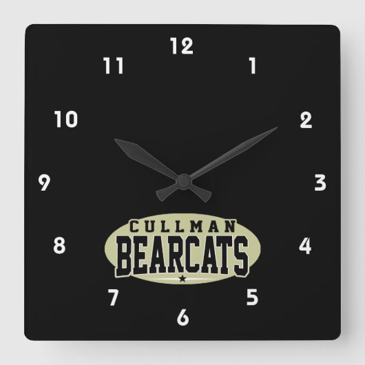 Cullman High School; Bearcats Quadratische Wanduhr (Vorderseite)