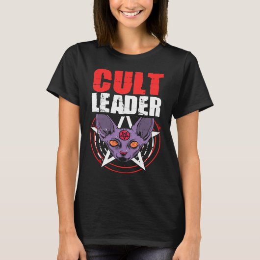 Cult Leader Cat Satanic Witchcraft Baphomet Occult T-Shirt (Vorderseite)