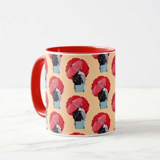 Cultural Vermelho Floral Símbolo da Beleza Japão Tasse (Vorderseite Links)