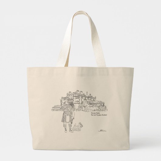 Culzean Castle Highlander und Scottie Dog Tote Bag Jumbo Stoffbeutel (Rückseite)