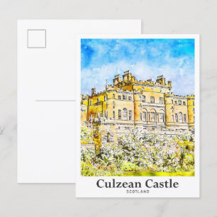 Culzean Castle Schottland Reise Aquarell  Postkarte