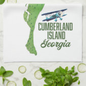 Cumberland Insel Georgia Karte Geschirrtuch (Gefaltet)