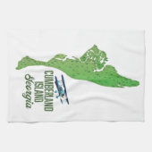 Cumberland Insel Georgia Karte Geschirrtuch (Horizontal)