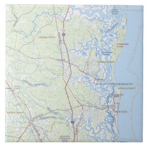 Cumberland Island Georgia Küstenkarte Tasse Fliese
