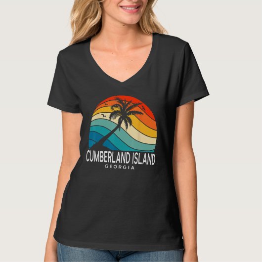 Cumberland Island Georgia Tropical Beach Palm Tree T-Shirt (Vorderseite)