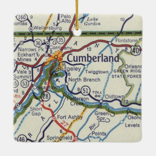 Cumberland MD Vintage Karte Keramikornament