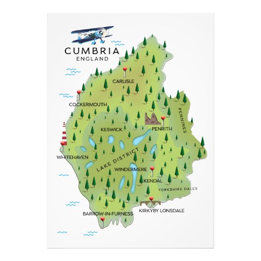 Cumbria England Karte Reiseplakat. Fotodruck (Vorne)