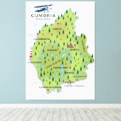 Cumbria England Karte Reiseplakat. Leinwanddruck (Insitu (Holzboden))