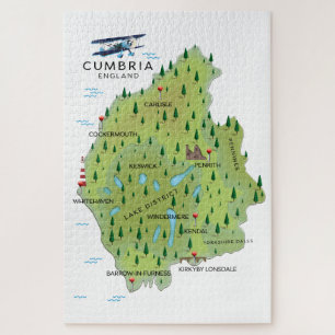 Cumbria England Karte Reiseplakat. Puzzle