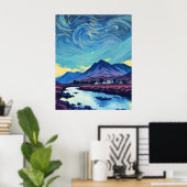 Cumbrian Hills & Mountains, Hütten, Van Gogh Sky Poster (Heimbüro)