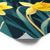 Cumbrian Hills & Mountains, Lake, Golden Daffodin Poster (Ecke)