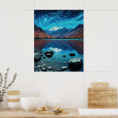 Cumbrian Hills & Mountains, Seen, Van Gogh Sky Poster (Küche)