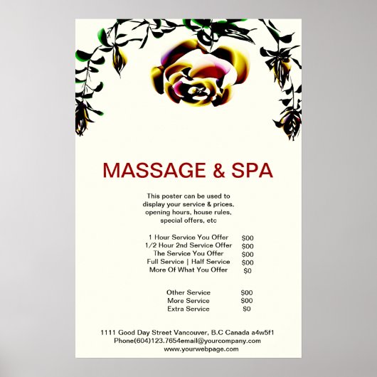Cumingtonite Wellness-Center Massage Schönheitssal Poster (Vorne)