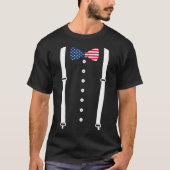 Cummerbund Suspenders USA Flag Tuedo Kostüm T-Shirt (Vorderseite)