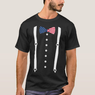 Cummerbund Suspenders USA Flag Tuedo Kostüm T-Shirt