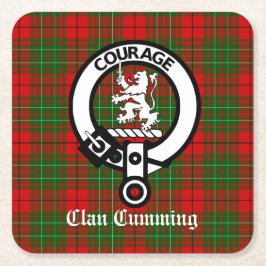 Cumming Crest Badge and Tartan Rechteckiger Pappuntersetzer