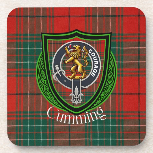 Cumming Scottish Clan Tartan & Crest Getränkeuntersetzer (Vorderseite)