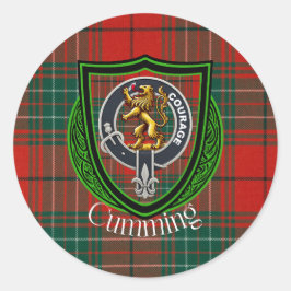 Cumming Scottish Clan Tartan & Crest Runder Aufkleber