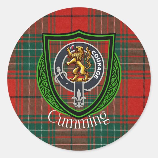 Cumming Scottish Clan Tartan & Crest Runder Aufkleber (Vorderseite)