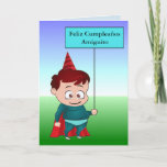 Cumpleaños Amiguito Karte<br><div class="desc">Tarjeta de felicitacion para niño en verde y azul con dibujo de bebe super heroe / Sonielito bebe</div>