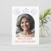 Cumpleaños de 65 Años Fiesta Con Foto Einladung (Stehend Vorderseite)