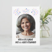 Cumpleaños de 65 Años Fiesta Con Foto Einladung (Stehend Vorderseite)