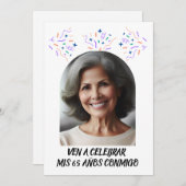 Cumpleaños de 65 Años Fiesta Con Foto Einladung (Vorne/Hinten)