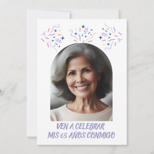 Cumpleaños de 65 Años Fiesta Con Foto Einladung