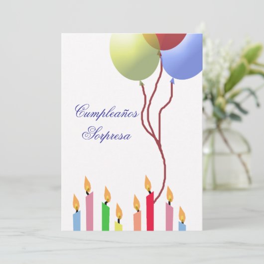 Cumpleaños - Einladung (Stehend Vorderseite)