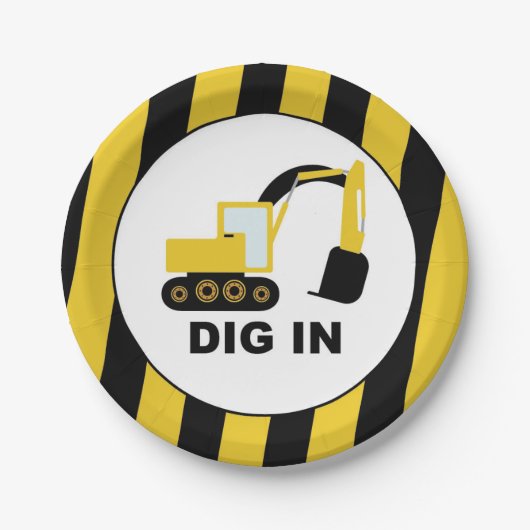 Cumpleaños infantil excavadoras Dig In Pappteller (Vorderseite)