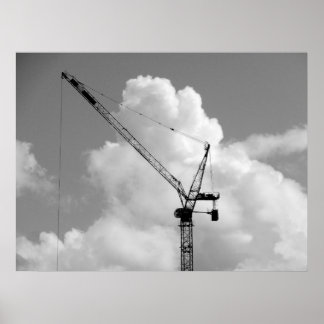 Cumulonimbus Crane - Schwarz und Weiß Poster